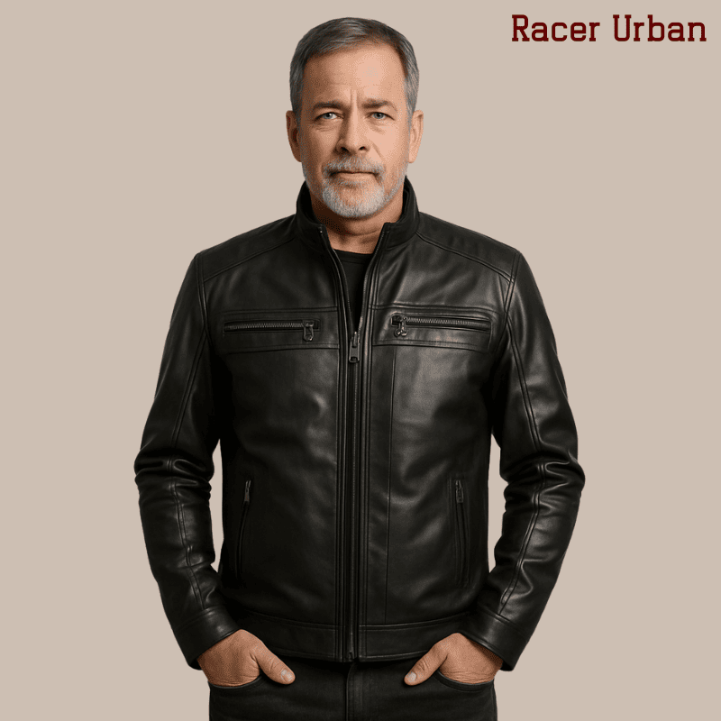 Jaqueta de Couro Masculina - Racer Urban